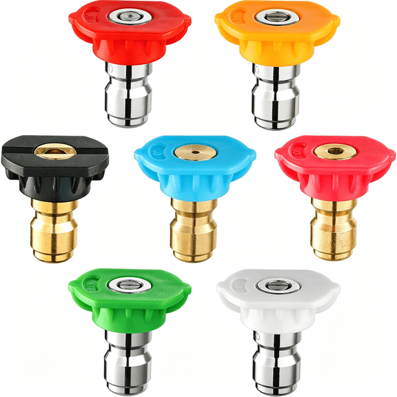 ZHZFKQ Pressure Washer Nozzle Tips Multiple Degrees 7 Pack, 2.5 Gpm | 1/4 Inch Power Washer Nozzle Tips Set, Pressure Washing Tips Set Multiple Degrees 7 Pack Power Washer Nozzle