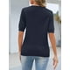 thumbnail image 3 of Camiseta MEROKEETY para mujer, manga corta, cuello en V, azul marino, XXL, 3 of 6