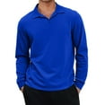 thumbnail image 2 of WTOBBY Men's Casual Retro Small V-Neck Long Sleeve Top in Solid Color, Vintage Inspired Design for Everyday Relaxed and Stylish Wear,Royal Blue M, 2 of 6