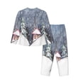 thumbnail image 2 of Uemuo Watercolor Winter Landscape For Christmas Pattern Womens Pajama Sets,PJ Set for Women,Pajamas for Women Logo,Long Sleeve Pajama Set for Women,Soft Long Sleeve Top With Pants-XX-Large, 2 of 9