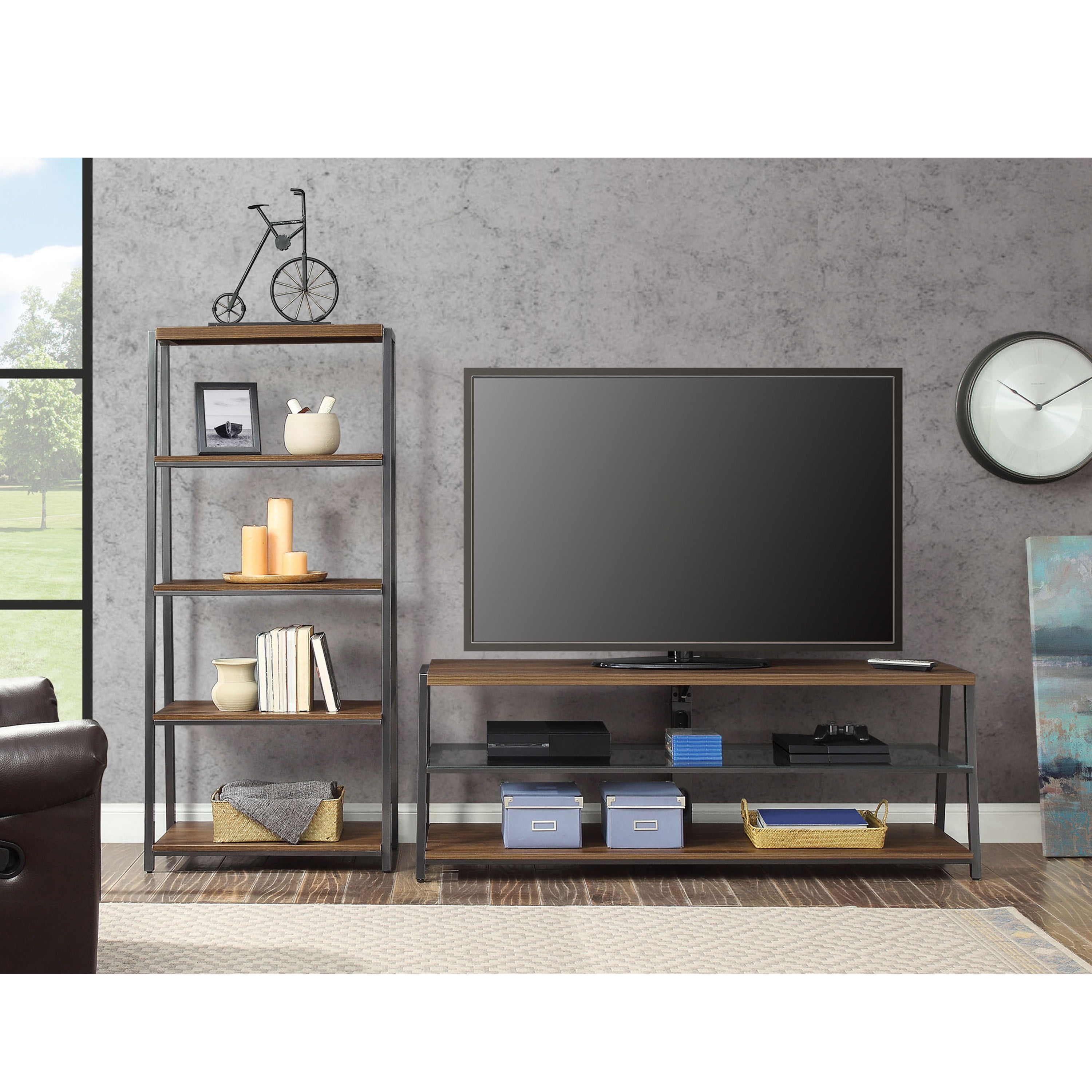 Mainstays Arris 3 In 1 Tv Stand For Televisions Up To 70 Perfect Flat Screens Canyon Walnut Finish