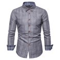 thumbnail image 2 of Camisa De Hombre Simple De Manga Larga Con Solapa Para Hombre, Ropa A Cuadros Para Jóvenes, Blusa De Negocios Likrtyny Caballero, 2 of 4