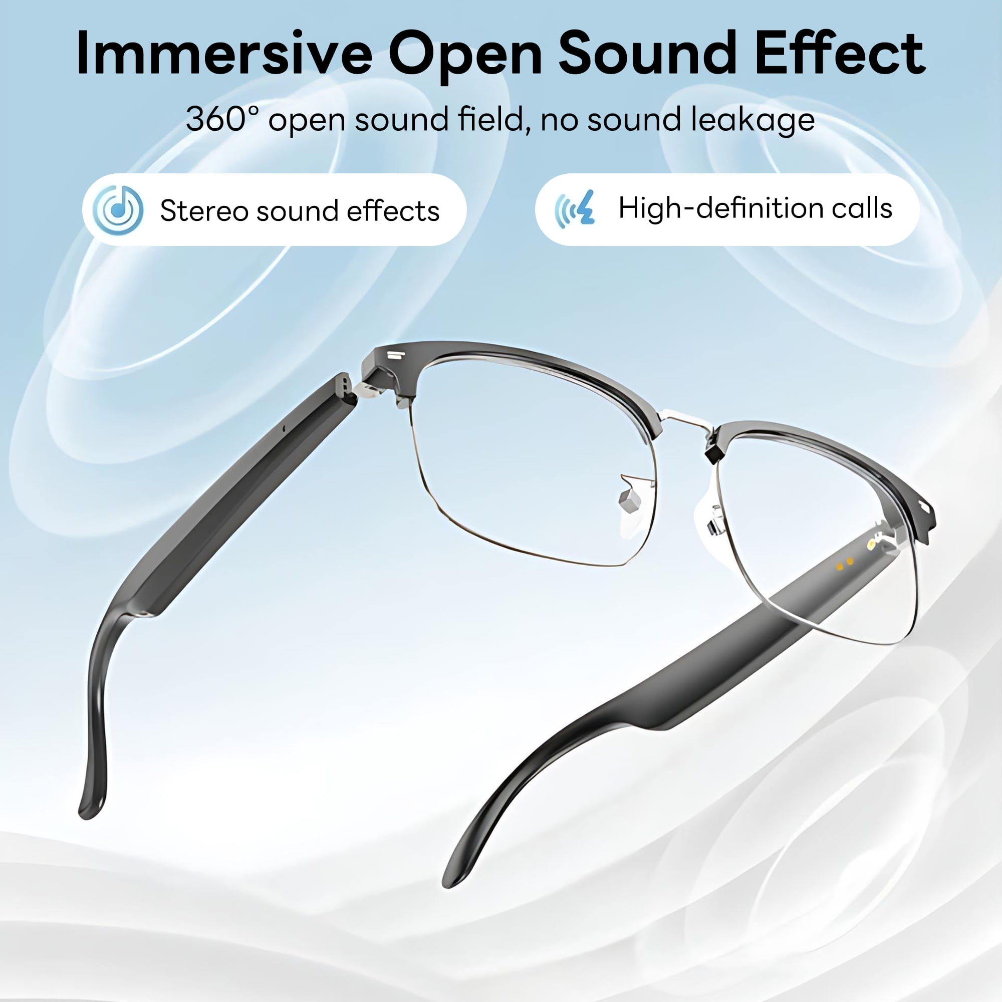 Pecham AI Translator Smart Glasses for Men Women, Bluetooth Audio Sunglasses with Photochromic Lenses, Voice Assistant, Real-Time Translation for Travel Meeting Trade Business