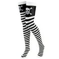 thumbnail image 3 of Boo! Inc. Skull & Crossbones Striped Thigh-High Halloween Women's Cosplay Costume Tights, 3 of 4