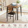 thumbnail image 3 of Twister.CK 3 Piece Dining Table and Chairs Set, Kitchen Table Set for 2, Square Breakfast Table for Apartment Dining Room Small Kitchen Home, Brown, 3 of 8