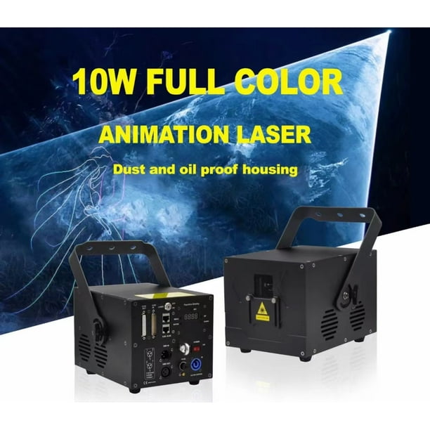 Jacmui Iluminación de Escenario con Haz Láser de 10 Vatios, Techo Interior, Láser Que Cambia de Color RGB