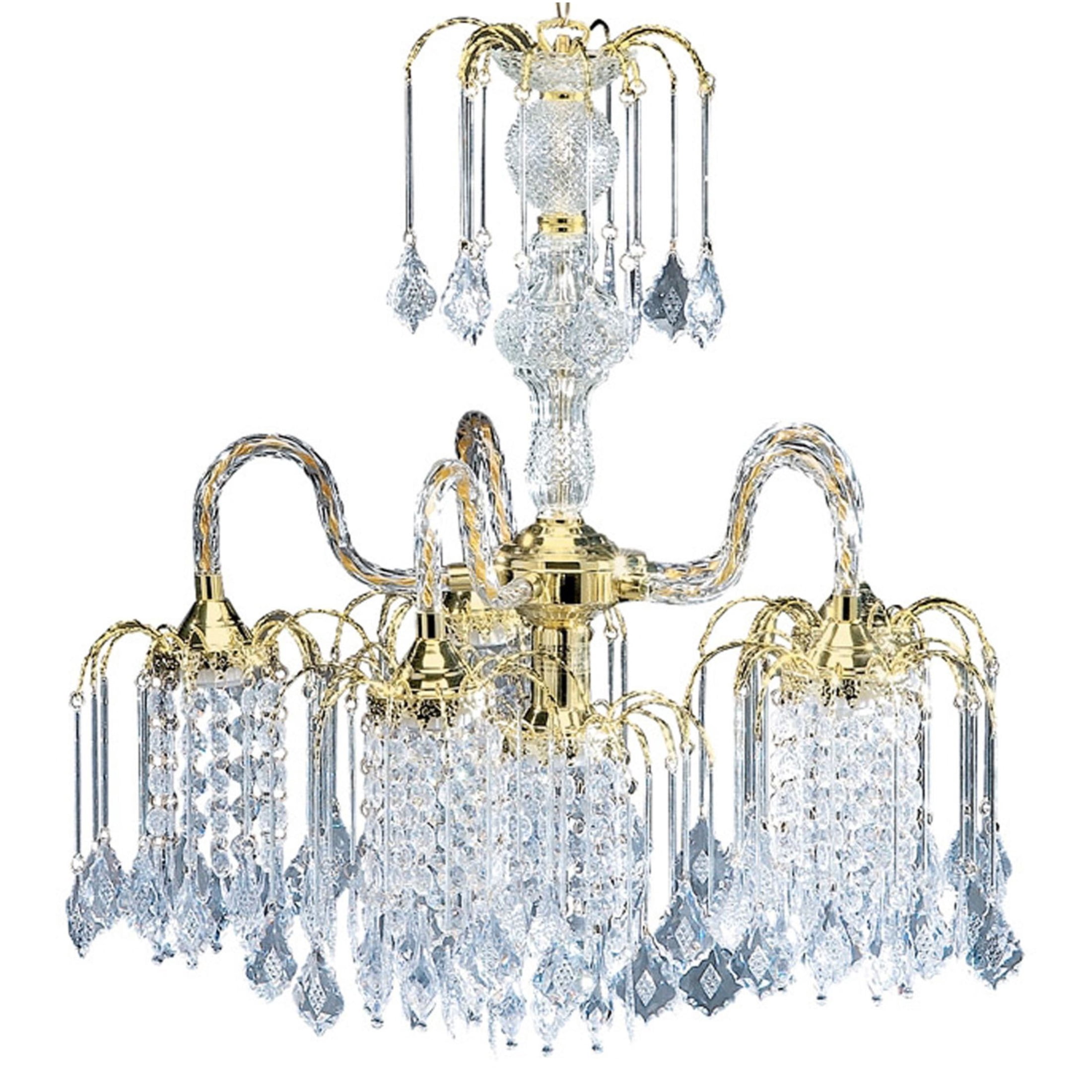 JERFIT 6-Light Crystal Chandelier Gold Dining Room Fixture with Adjustable Chain for Living Room Foyer
