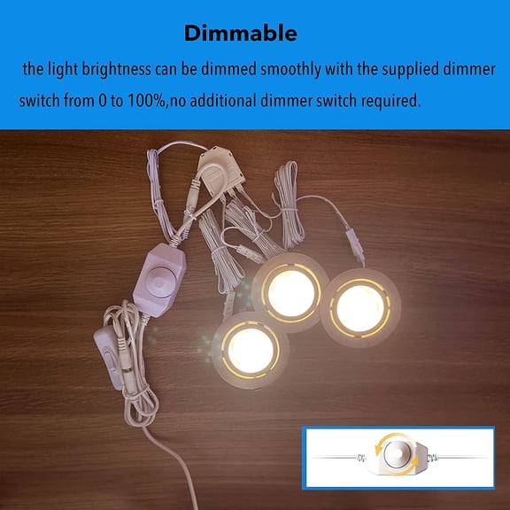 YJYASX-LED Puck Lights Wired Under Cabinet Lighting Dimmable,Recess Mount, Plug In for Display Shelf,Curio,Kitchen Counter Light Fixtures,2.5In Cutout Haogen Retrofit,4000K Natural White,Sliver,3pcs