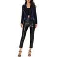 thumbnail image 2 of INSPIRE CHIC Veste de Moto Courte en Velours pour Femmes avec Col Cranté et Fermeture Éclair TG Bleu, 2 of 7