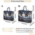 thumbnail image 3 of Fox and Moon Stone Corduroy Tote Bag Handbag Large Messenger Bag Shoulder Crossbody Zipper Bag Purse, 3 of 8