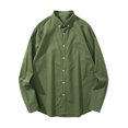 thumbnail image 4 of Nnhblu Dress Shirts for Men Flip Collar Pocket Solid Color Button Down Shirt Long Sleeves Shirts, Green L, 4 of 5