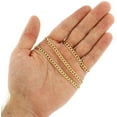 thumbnail image 4 of 10K Yellow Gold 4.5mm Hollow Cuban Chain, FREE Microfiber Cloth, Curb Link Mens Womens Necklace, Giorgio Bergamo, 4 of 7