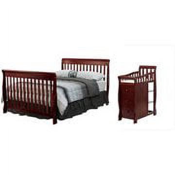 Dream On Me Brody 5-in-1 Convertible Crib with Changer, Cherry