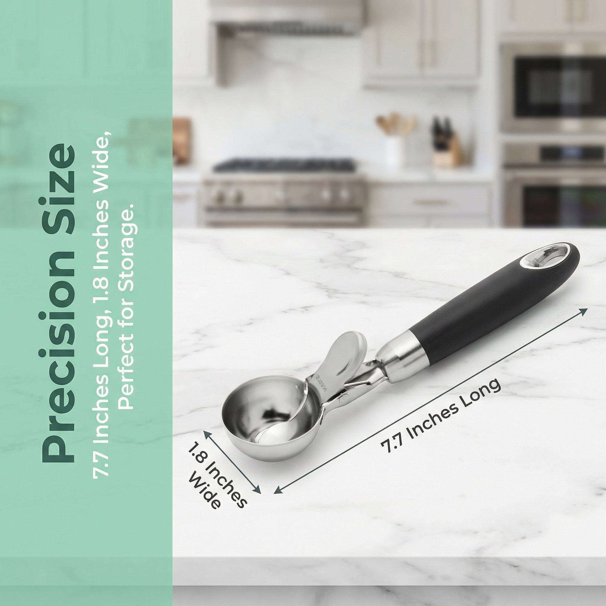 Unique Bargains Stainless Steel Ice Cream Scoop for Release Black 7.7in