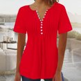 thumbnail image 2 of FAIWAD Womens Short Sleeve Tunic Tops Casual Button Down Tshirts Summer Ruched Solid Color Flowy Top, 2 of 3