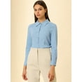 thumbnail image 2 of Unique Bargains Chemise Décontractée à Col en V Manches Longues pour Femmes, 2 of 6