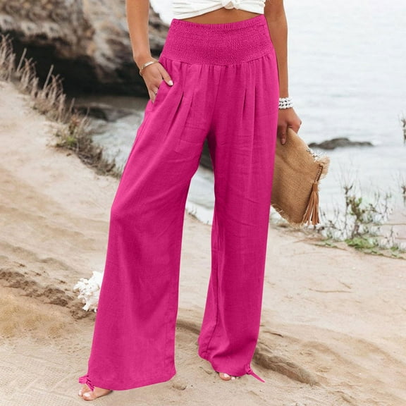 Pants Woman Sweatpants Women Black Cargo Pants Women Women's Loose High Waisted Ankle Tied Drawstring Casual Pants Pink M