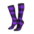 thumbnail image 2 of Easygdp Purple Buffalo Plaid Soccer Socks Sport Knee High Socks Calf Compression Athletic Socks for Men and Women, 2 of 9