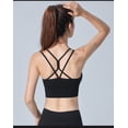 thumbnail image 4 of Sujetador deportivo JAMW Correas acolchadas espalda cruzada negro bajo impacto yoga, 4 of 5