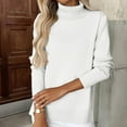 thumbnail image 4 of Fshiont 2026 New Women's Turtleneck Sweater Long Sleeve Knitted Pullover Slim Fitted Soft Fall Winter Everyday Top White 2XL, 4 of 5