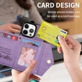 thumbnail image 4 of Zipper Wallet Purse Compatible with iPhone 15 Pro Crossbody Case with Strap Women Credit Card Holder Lanyard 6.1'' Kickstand Flip Leather (Purple, IP 15 Pro), 4 of 18