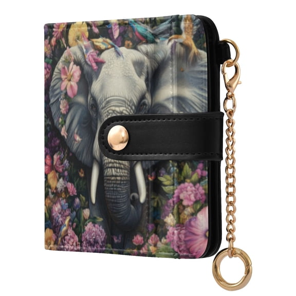 Qxltty Majestic Elephant Ladies Wallet Rfid Slim Thin Compact Credit Card Women Wallet Zipper Coin Pocket and ID Window for Female Gifts