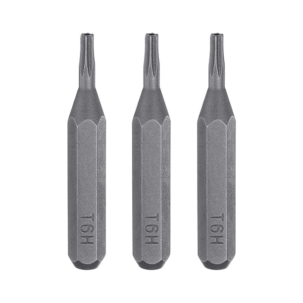 Uxcell 3pcs T6H Punta de destornillador Torx 5/32" Hex Magnético Estrella de 6 Puntos Acero S2