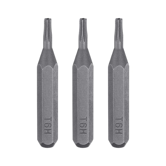 Uxcell 3pcs T6H Punta de destornillador Torx 5/32" Hex Magnético Estrella de 6 Puntos Acero S2
