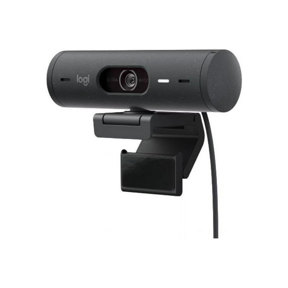Logitech Brio 500 Full HD Webcam with Auto Light Correction, Noise Reduction, Privacy Cover, Graphite