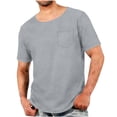 thumbnail image 2 of Ceisia Men's Solid Color Imitation Denim T-Shirt with Round Neck Short Sleeve Loose Fit Casual Summer Top Gray Gifts for Father 2X, 2 of 7