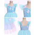 thumbnail image 6 of IBTOM CASTLE Toddler Baby Girls Shiny Butterfly Tutu Dress Princess Birthday Party Pageant Flower Girl Wedding Tulle Dresses 2-6T Blue, 6 of 7