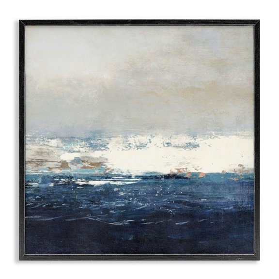 Stupell Industries Abstract Ocean Tide Abstract Painting Black Framed Art Print Wall Art, 24 x 24