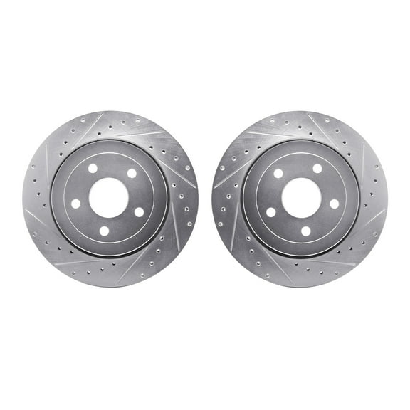 Dynamic Friction Company Rear Brake Rotors-Drilled and Slotted-Silver 7002-42035