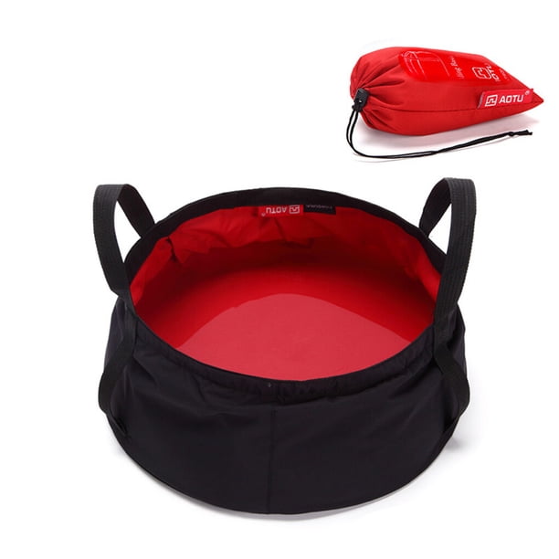 Toystoory Cubo de agua al aire libre 8.5L Senderismo Bolsa de lavabo plegable portátil Pesca Contenedor de reutilizable con asa carpas Rojo