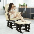 thumbnail image 4 of Gymax Glider and Ottoman Cushion Set Wood Baby Nursery Rocking Chair Beige, 4 of 10