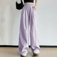 thumbnail image 5 of Mgmyaa Womens Summer Lightweight Pants Thin Casual Comfortable Ice Silk Side Pockets Wide Leg Pants Elastic Waist Palazzo Long Pants, 5 of 5