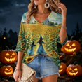 thumbnail image 6 of 3/4 Sleeve Halloween Shirts for Women Spooky Season T-Shirt Fall Funny Cute Printed Pullover Tops, 6 of 6