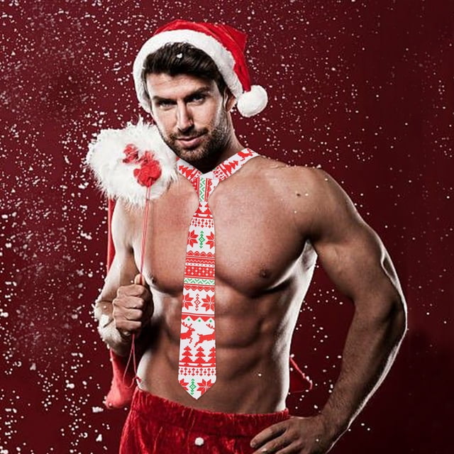 Cravates de Noël Imprimées pour Hommes en Polyester Fil Festif Mariage Marié