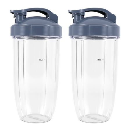 

GGTHE 32Oz Replacement Cups with Flip Top to Go Lid for NutriBullet 600W and Pro 900W Blender (2 Pack)