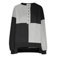 thumbnail image 4 of Ultrave Womens Crew Necks Sweatshirts Button Down Neck Long Sleeve Color Block Women’s Clothing, 4 of 6