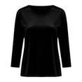 thumbnail image 4 of OGLCCG Velvet Tops for Girls 3/4 Length Sleeve Round Neck Dressy Velour Tops Solid Color Trendy Casual Elegant Holiday Party Tunic Blouses 3-14 Years, 4 of 5