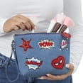 thumbnail image 2 of Marvel SpiderMan Denim Patch Cosmetic Pouch with Comic Pop Embellishments, 2 of 7
