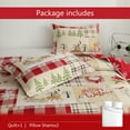 thumbnail image 2 of Smuge Christmas Quilt Sets Queen Full Size Reindeer Bedding Sets Snowman Xmas Bedspread Lightweight Snowflake Coverlet with 2 Pillow Shams, Beige Green, 2 of 10