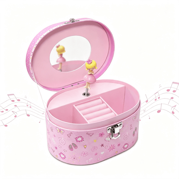 DESIGNICE Princess Jewelry Box for Girls,Musical Kids Jewelry Box for Girls Gifts | Toddler Jewelry Box with Spinning Figurine & Music Pink Birthday Gifts for 3,4,5,6,7,8 Years Old Little Child