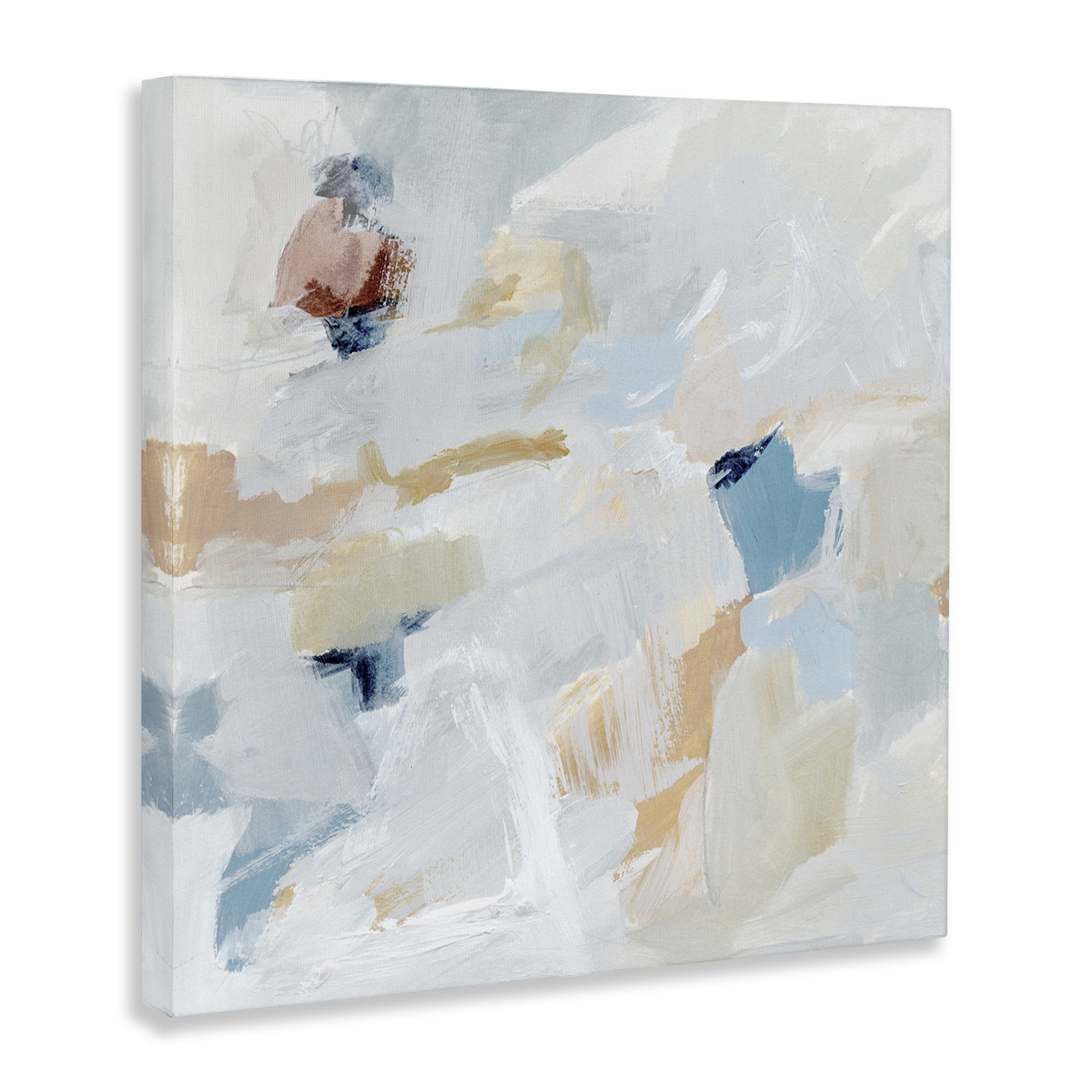 Stupell Industries Subtle Abstract with Blue Abstract Painting Gallery Wrapped Canvas Art Print Wall Art, 24 x 24