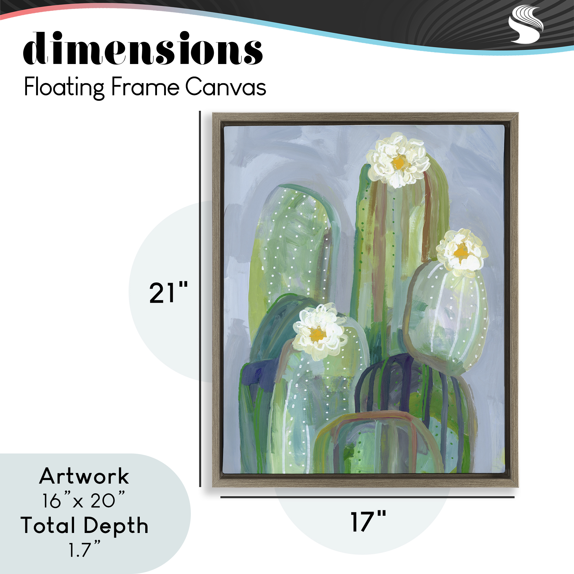 Desert Day Dream Cactus Brown Framed Floater Canvas Wall Art, design by Ashley Davis