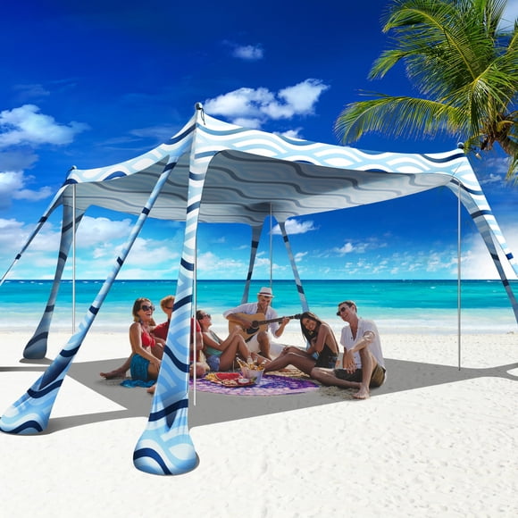 Toldo de playa VIONMI 3 x 3 m con protección solar UPF50+ y sacos de arena