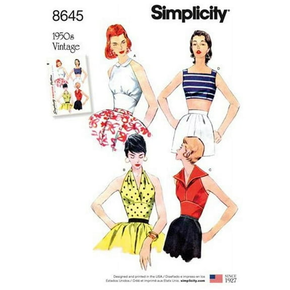 Simplicity Misses' Size 4-12 1950's Vintage Top Pattern, 1 Each