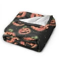 thumbnail image 2 of DouZhe Ultra-Soft Micro Fleece Lightweight Flannel Bed Blanket, Cute Pumpkin Happy Halloween Print Cozy Warm Throw Blankets, 60"x50", 2 of 7