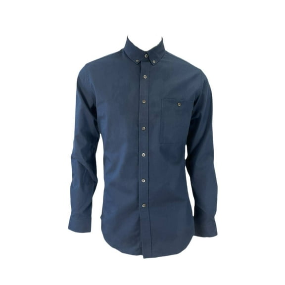 PATRIK ERVELL Men's Button Front Collared Shirt, Deep Navy, M